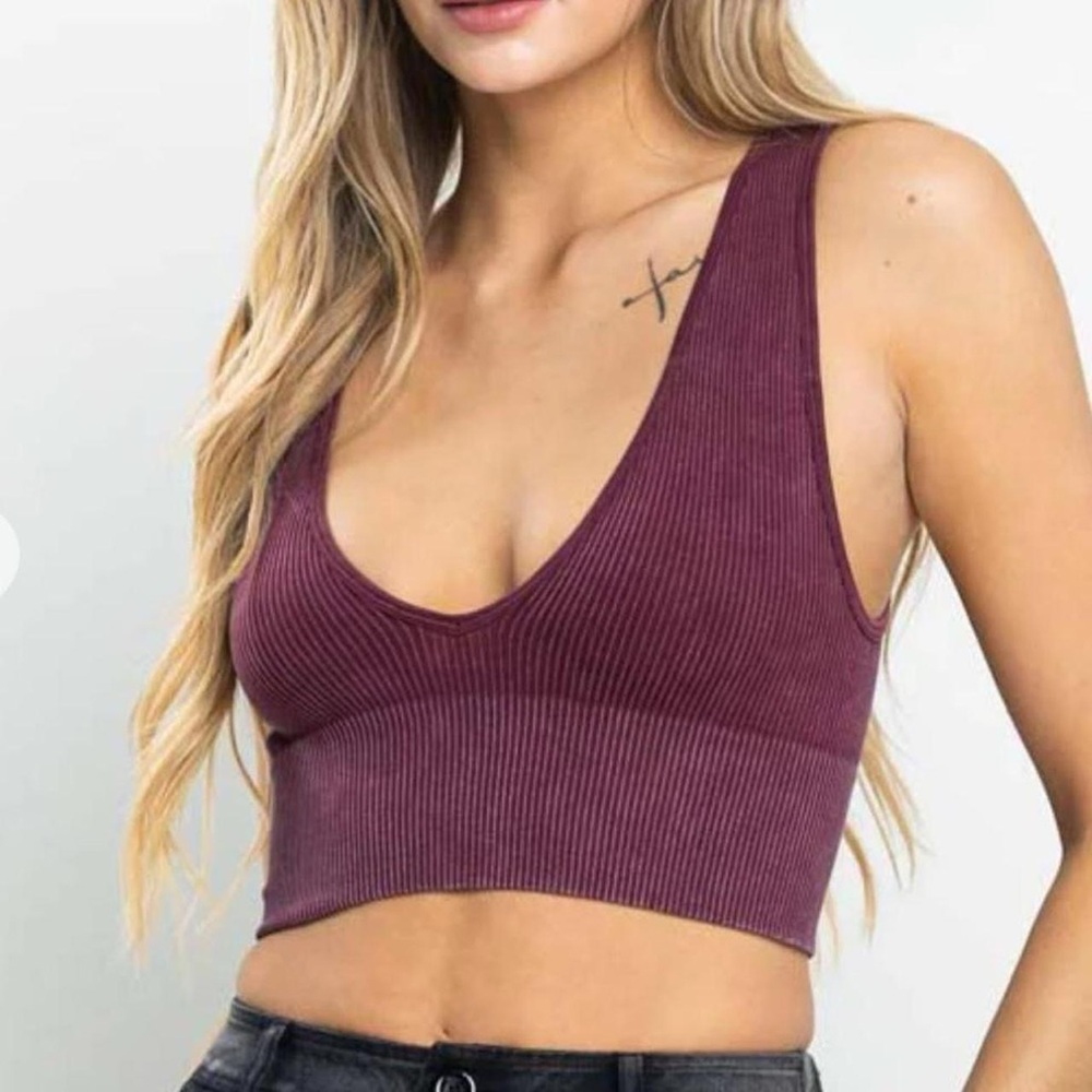 Ribbed Plum Crop Top